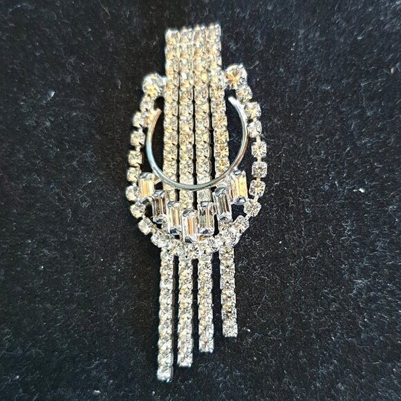 2.5’’ Very Special Vintage Art Deco White Rhinestone Comet Statement Brooch - Picture 1 of 13